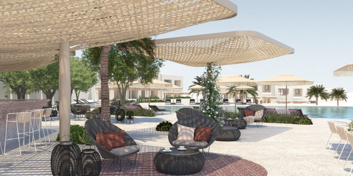 NOUS Pool Bar Exterior View Image Courtesy of Divercity Architects NOŪS. Το πρώτο resort του Ομίλου Donkey Hotels έρχεται στην Σαντορίνη